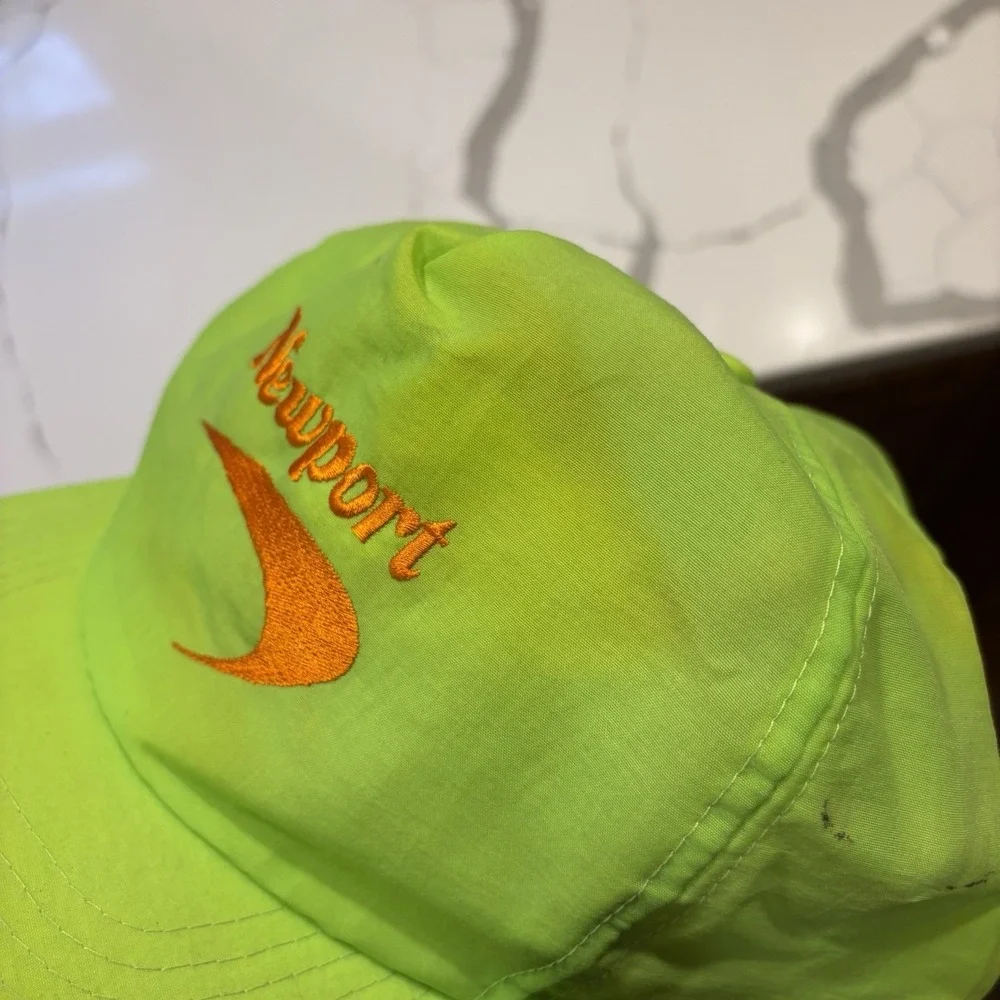 Vintage Newport Cigarette Logo Neon Green Nylon Snapback Cap Hat‎ 90s Promo